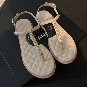Chanel Chain Thong Sandals 36